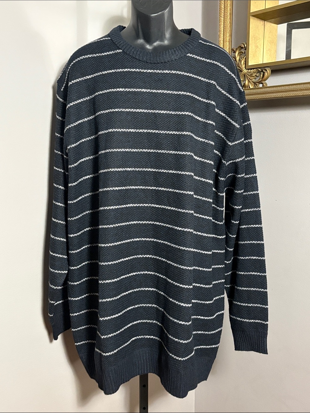 NEW Winston 3XLT Navy Striped Crewneck Sweater NWT